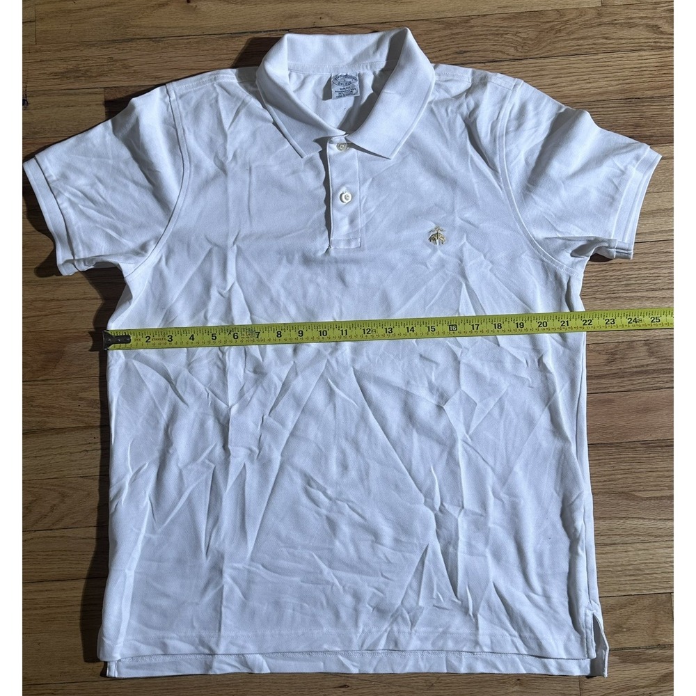 Brooks Brothers Performance Polo Large White Original Fit Cotton Pique 1818 Logo